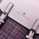 B40249 VIOLET MINI DOGTOOTH Mini Harris Tweed Jura Backpack Closeup Tweed View Gaelsong