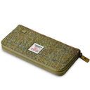B40250 CHESTNUT HERRINGBONE Colour Handmade Harris Tweed Long Zip Purse Gaelsong