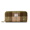B40250 CHESTNUT TARTAN Colour Handmade Harris Tweed Long Zip Purse Gaelsong
