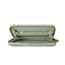 B40250 MINT CHECK Colour Handmade Harris Tweed Long Zip Purse Open View Gaelsong