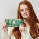 B40250 MINT CHECK Colour Handmade Harris Tweed Long Zip Purse Lifestyle Gaelsong