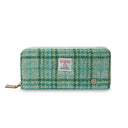 B40250 MINT CHECK Colour Handmade Harris Tweed Long Zip Purse Gaelsong