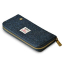 B40250 NAVY HERRINGBONE Colour Handmade Harris Tweed Long Zip Purse Gaelsong