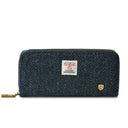 B40250 NAVY HERRINGBONE Colour Handmade Harris Tweed Long Zip Purse Gaelsong