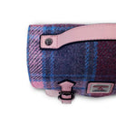 B40253 PINK BLUE TARTAN Colour Handwoven Harris Tweed Satchel Bags Closeup View Tweed Gaelsong