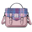 B40254 Handmade Harris Tweed Satchel Bag Pink Blue Gaelsong
