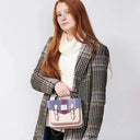 B40254 Handmade Harris Tweed Satchel Bag Pink Blue Lifestyle  Gaelsong
