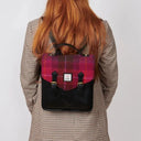 B40255 FUCHSIA TARTAN Colour Ladies Handwoven Scottish Harris Tweed Backpack Lifestyle Gaelsong