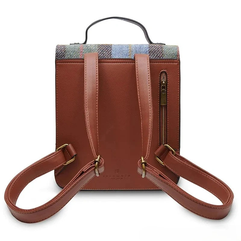 cherchbi tweed and leather backpack Ladies Handwoven Scottish Harris Tweed Backpack
