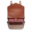 B40255 Ladies Handwoven Scottish Harris Tweed Backpack Chestnut Blue Inside View Gaelsong