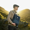 B40256 Authentic Harris Tweed Highland Backpack Navy Overcheck Lifestyle Gaelsong
