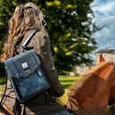 B40256 Authentic Harris Tweed Highland Backpack Navy Lifestyle  Gaelsong
