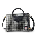 B40257 BLACK and WHITE DOGTOOTH Colour Handcrafted Harris Tweed Midi Tote Bag Gaelsong