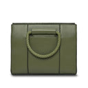 B40257 CHESTNUT HERRINGBONE Colour Handcrafted Harris Tweed Midi Tote Bag Back Side View Gaelsong