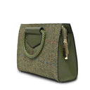 B40257 CHESTNUT HERRINGBONE Colour Handcrafted Harris Tweed Midi Tote Bag Side View Gaelsong