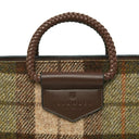 B40257 CHESTNUT Colour Handcrafted Harris Tweed Midi Tote Bag Closeup Handle View Gaelsong
