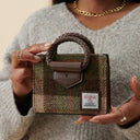 B40257 SMALL CHESTNUT Colour Handcrafted Harris Tweed Midi Tote Bag Lifestyle Closeup View Gaelsong