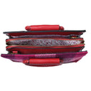 B40257 FUCHSIA TARTAN Colour Handcrafted Harris Tweed Midi Tote Bag Inside View Compartments Gaelsong