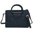 B40257 NAVY HERRINGBONE Colour Handcrafted Harris Tweed Midi Tote Bag Gaelsong