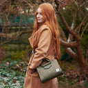 B40257 Handcrafted Harris Tweed Midi Tote Bag Chestnut Herringbone  Gaelsong
