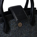 B40258 BLACK GREY HRB Authentic Harris Tweed Small Tote Bag Detachable Strap Gaelsong
