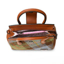 B40258 Authentic Harris Tweed Small Tote Bag Chestnut Blue Inside View Gaelsong
