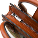 B40258 CHESTNUT BLUE Authentic Harris Tweed Small Tote Bag Zip View Gaelsong
