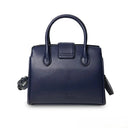 B40258 Authentic Harris Tweed Small Tote Bag Navy Overcheck Back View Gaelsong
