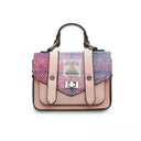 B40259 Genuine Harris Tweed Small Satchel Pink Blue Gaelsong
