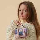 B40259 Genuine Harris Tweed Small Satchel Pink Blue Lifestyle Gaelsong
