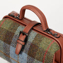B40260 CHESTNUT BLUE Colour Handmade Harris Tweed Doctor Bag Closeup View Closure Gaelsong
