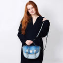 B40261 Handcrafted Harris Tweed Women's Satchel Purse Blue Lifestyle Gaelsong
