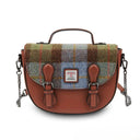 B40261 Handcrafted Harris Tweed Women's Satchel Purse Chestnut  Blue Gaelsong