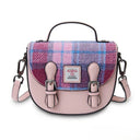 B40261 Handcrafted Harris Tweed Women's Satchel Purse Pink Blue  Gaelsong