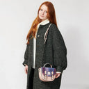 B40261 Handcrafted Harris Tweed Women's Satchel Purse Pink Blue Lifestyle Gaelsong
