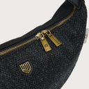 B40262 BLACK HERRINGBONE Colour Scottish Handwoven Harris Tweed Shoulder Bag Gaelsong