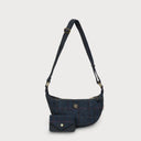 
B40262 NAVY OVERCHECK Colour Scottish Handwoven Harris Tweed Shoulder Bag Gaelsong