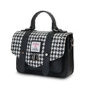 Handcrafted Harris Tweed Small Satchel Purse Black White side view Gaelsong