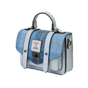 Handcrafted Harris Tweed Small Satchel Purse Blue side view Gaelsong