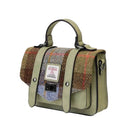 Handcrafted Harris Tweed Small Satchel Purse Chesnut Blue side view Gaelsong