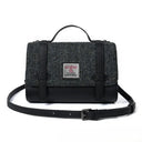 B40264 Handwoven Genuine Harris Tweed Satchel Bag Black Grey Gaelsong
