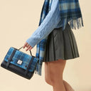 B40264 Handwoven Genuine Harris Tweed Satchel Bag Blue Gaelsong
