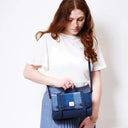 B40264 Handwoven Genuine Harris Tweed Satchel Bag Blue Lifestyle Gaelsong
