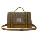 B40264 Handwoven Genuine Harris Tweed Satchel Bag Chestnut Herringbone Gaelsong
