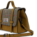 B40264 CHESNUT HERRINGBONE Colour Handwoven Genuine Harris Tweed Satchel Bag Side View Gaelsong

