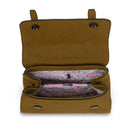 B40264 CHESNUT HERRINGBONE Colour Handwoven Genuine Harris Tweed Satchel Bag Inside View Gaelsong
