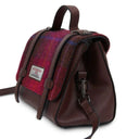 B40264 FUCHSIA Handwoven Genuine Harris Tweed Satchel Bag Side View Gaelsong

