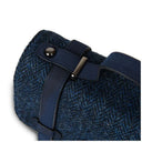 B40264 Navy Handwoven Genuine Harris Tweed Satchel Bag Closeup Handle View Gaelsong
