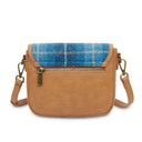 B40265 BLUE Colour Authentic Handwoven Harris Tweed Saddle Bag Back Side View Gaelsong