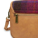 B40265 Fuchsia Colour Authentic Handwoven Harris Tweed Saddle Bag Back Side View Gaelsong